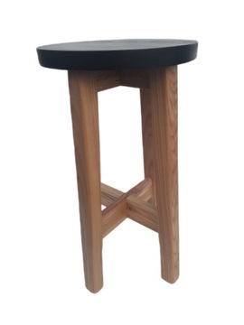 Taboret drewniany 60cm-hoker jesionowy - czarny + lakier