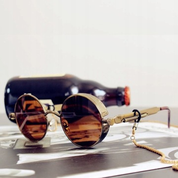 Okrągłe okulary przeciwsłoneczne retro punk