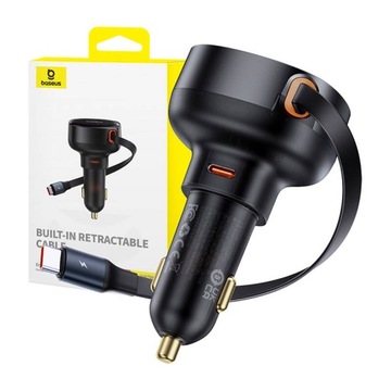 BASEUS ŁADOWARKA SAMOCHODOWA ADAPTER HUB ENJOYMENT PRO Z KABLEM USB-C 60W
