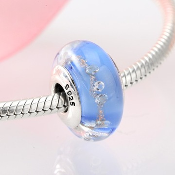 Charms Murano Niebiesko Złoty srebro S925