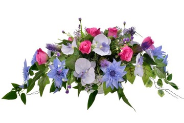 КОМПОЗИЦИЯ КЛАДБИЩЕ ДЕКРЕАЦИЯ ЦВЕТЫ ИСКУССТВЕННЫЕ ЛИСТЬЯ РОЗА ОРХИДЕЯ