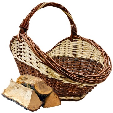 ПЛЕТЕНАЯ ДЕРЕВЯННАЯ КОРЗИНА ДЛЯ КАМИНА С ПОДСВЕТКАМИ КОРЗИНА Размер M