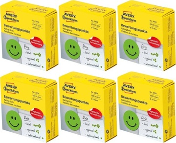 Naklejki Uśmiechnięta Buźka Avery 250szt x6