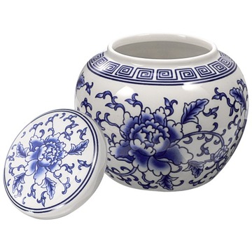 DEKORACYJNY SŁOIK NA HERBATY NIEBIESKI PUSZKA I BIAŁY PORCELANA ZBIORNIK DO PRZECHOWYWANIA PODRÓŻ