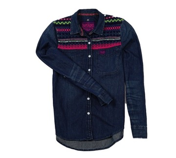 SUPERDRY JAPAN _ KOSZULA JEANSOWA _ XS _ WOMEN 100% COTTON