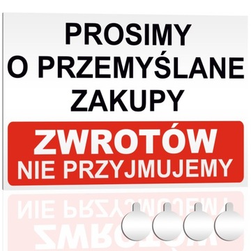 Tabliczka PCV PROSIMY O PRZEMYŚLANE ZAKUPY 30x20 Druk UV + przylepce