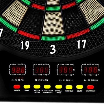 Tarcza elektroniczna dart Duża+6rzutek Led 240gier 2-16 graczy Narvi Pro