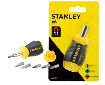 STANLEY 0-66-357 WKRĘTAK Z WYMIENNYMI BITAMI MULTI-BIT 6szt BITÓW