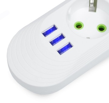 РАЗЪЕМ ПИТАНИЯ 4 РОЗЕТКИ + 3 УДЛИНИТЕЛЯ USB 3М