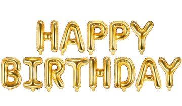 BALON FOLIOWY NAPIS LITERY HAPPY BIRTHDAY ZŁOTY