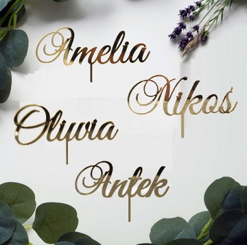 ЗОЛОТОЙ топпер для торта, украшение ЛЮБОЕ ИМЯ