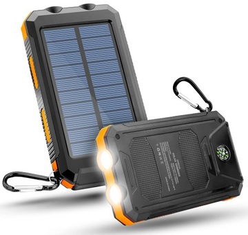 POWERBANK 30000mah SOLARNY 2xUSB LATARKA LED ŁADOWANIE SOLARNE WODOODPORNY