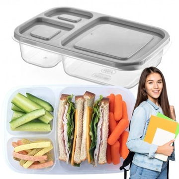 POJEMNIK DZIELONY NA 3 ŚNIADANIÓWKA DZIELONA LUNCHBOX NA ŻYWNOŚĆ OBIAD