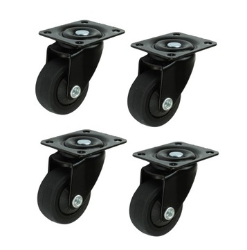 Kółko meblowe obrotowe, gumowane, czarne, fi 30 mm