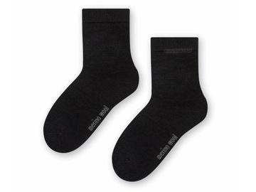 Termoaktywne skarpetki z merino wool, merynosy dla dziecka, 17-19, CZARNE