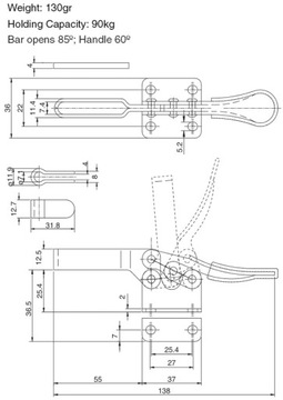 ЗАЖИМ БЫСТРОРАЗЪЕМНЫЙ ЗАЖИМ LD-201B 90 кг