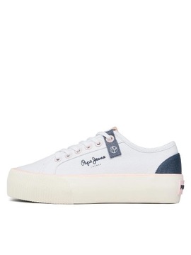 Pepe Jeans Buty Damskie Tenisówki Na Platformie Ottis W Sun Białe r. 41