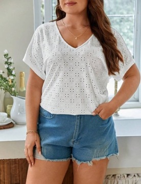 C283 Biała Ażurowa Bluzka SHEIN 3XL