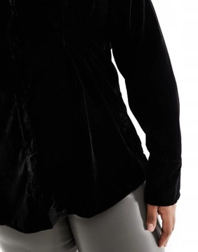 Asos Curve NG7 qgt čierna velúrová košeľa golier záložky 50