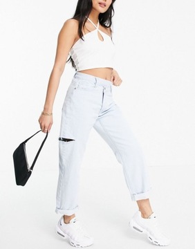 MISSGUIDED SPODNIE JEANSOWE JASNE BASIC 34 RZI