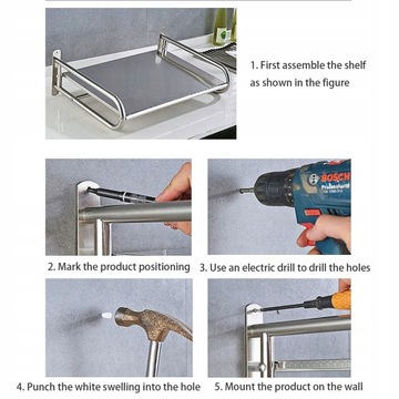 КУХОННАЯ ПОЛКА ПОДСТАВКА ДЛЯ МИКРОВОЛНОВОЙ ПЕЧИ ПОЛКА 6 КРЮЧКОВ