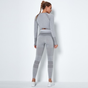 КОМПЛЕКТ спортивных леггинсов PUSH UP бесшовный ТОП моделирующий HIGH WAIST S