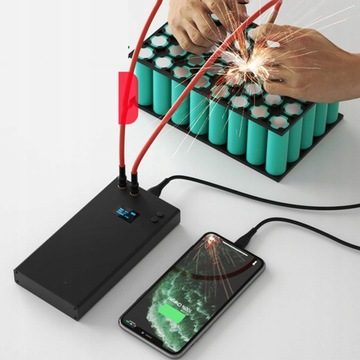 ZGRZEWARKA PUNKTOWA DO OGNIW 18650 ZESTAW Z LCD