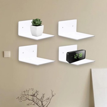 4 настенные полки, ТВ-приставка, акриловая настенная полка для хранения фотографий, белая