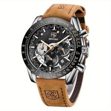 1 szt. BENYAR Zegarek męski Chronograf Męski zegarek Analogowy mechanizm