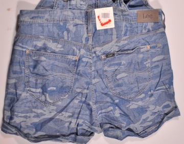 LEE spodnie ogrodniczki BLUE jeans BIB SHORT_ XS