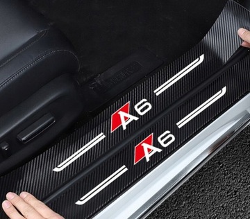 Audi A6 naklejki ochronne na progi 4 sztuki Carbon