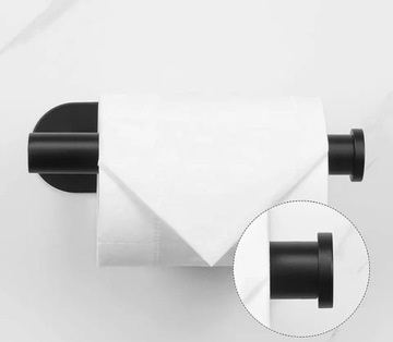 РУЧКА ДЛЯ ТУАЛЕТНОЙ БУМАГИ БЕЗ СВЕРЛЕНИЯ, САМОКЛЕЯЩАЯСЯ, ЧЕРНАЯ