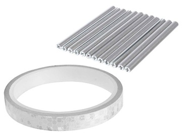 ZESTAW RURKI ODBLASKOWE TAŚMA ODBLASKI NA SZPRYCHY ROWER ROWEROWE SREBRNE