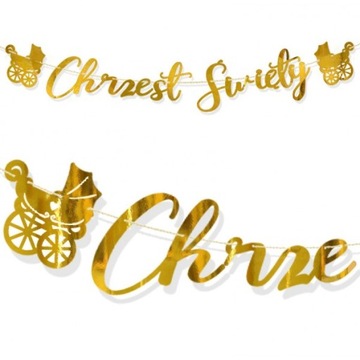 BANER CHRZEST ŚWIĘTY METALICZNE ZŁOTO 127 CM