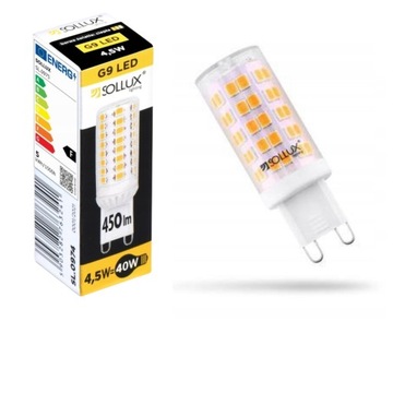 Żarówka LED G9 3000K 4,5W 450lm Sollux Barwa ciepła Żywotność 17000 godzin