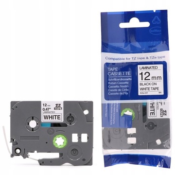 3x Лента для BROTHER TZ231 12 мм белая PT-H105 1000