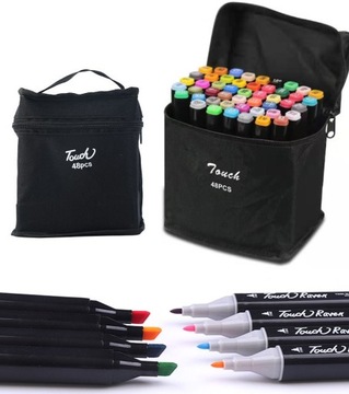 МАРКЕРЫ АЛКОГОЛЬНЫЕ, МАРКЕРЫ ДВУСТОРОННИЕ, КРУГ 48 шт.