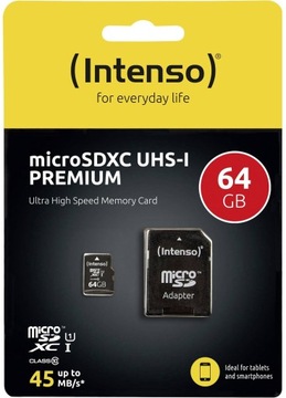 Карта памяти INTENSO microSDXC UHS-I 64 ГБ премиум-класса