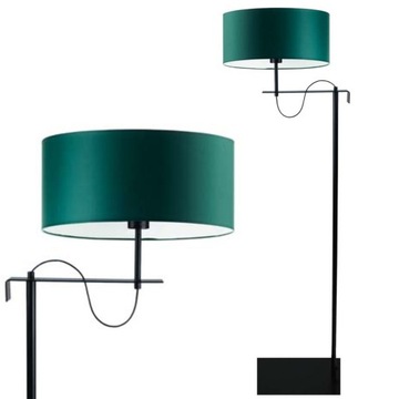 Lampa stojąca lampa podłogowa abażur walec LED E27 butelkowa zieleń