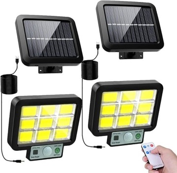 LAMPA SOLARNA Z CZUJNIKIEM RUCH ZMIERZCHU LED + PILOT 2 SZTUKI