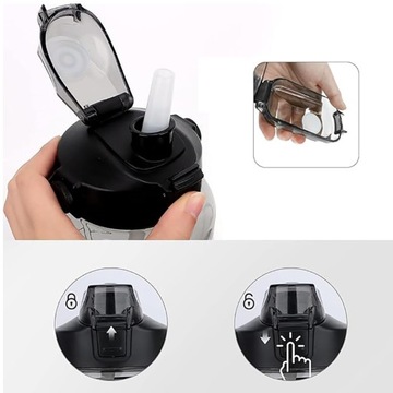 БУТЫЛКА ДЛЯ ПИТЬЕВОЙ ВОДЫ BPA FREE SPORT 2Л С ОТМЕТКОЙ ВРЕМЕНИ С СОЛОМОЙ