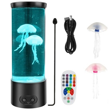LAMPA STOŁOWA LAWOWA Z MEDUZAMI RYBKAMI LAMPKA NOCNA 17 KOLOR PILOT PREZENT