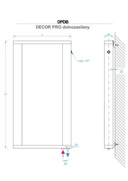 Декоративный радиатор REGULUS DECOR PRO 140x50см, подвод снизу
