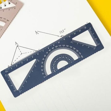 Многофункциональная линейка из алюминиевого сплава, темно-синего цвета.