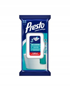 PRESTO ŚCIERECZKI DO ŁAZIENKI POWER FRESH 55SZT