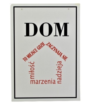 Tabliczka Okazjonalna Nadruk DOM MIŁOŚĆ MARZENIA NADZIEJA