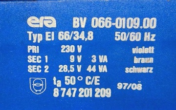 Трансформатор 9В 28,5В EL 66/34,8 BV066 ERA [K7]