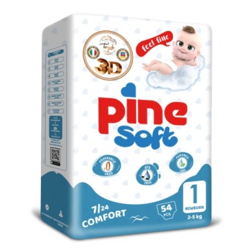 PINE SOFT підгузки для дітей розмір 1 NEWBORN (2-5 кг) 54 шт.