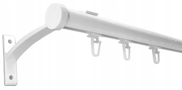 KARNISZ SZYNOWY ALUMINIOWY 20mm BIAŁY 200cm LUNA kpl agrafki