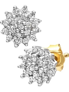 Diamant L'Eternel Złote Kolczyki Złoto 9K Diamenty 0,25K Kwiat Róża Korona